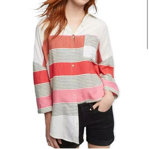 ANTHROPOLOGIE Holding Horses Striped Oversized Top
